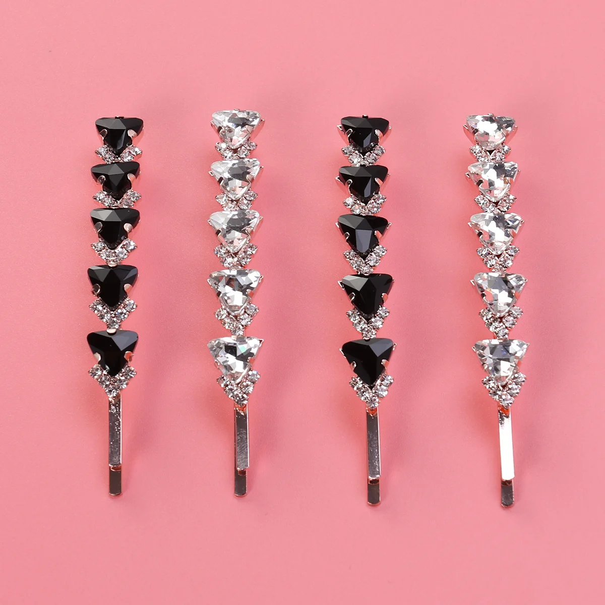 

4 Pcs Rhinestone Bobby Pins Hair Korean Version Hairpins Barrettes Diamond Clips Student