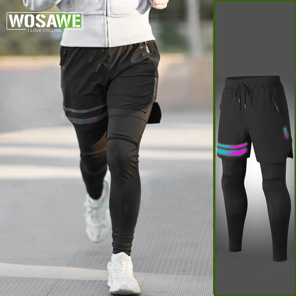 

WOSAWE Jogging Pants Men Women 2 in 1 Sport Pants Motorcycle Running Training Athletic Tracksuits Sportswear Workout Sweatpants