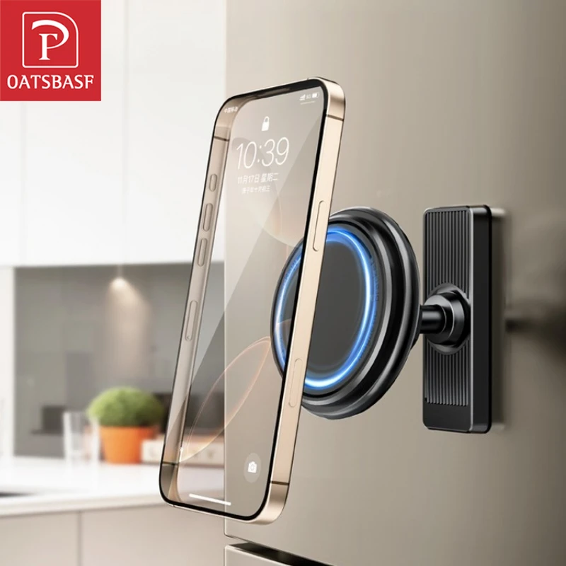 

Oatsbasf Magnetic Golf Cart Phone Holder Stand 360°Rotation Magnetic Phone Holder Bracket for Boat Fridge Gym for iPhone Samsung