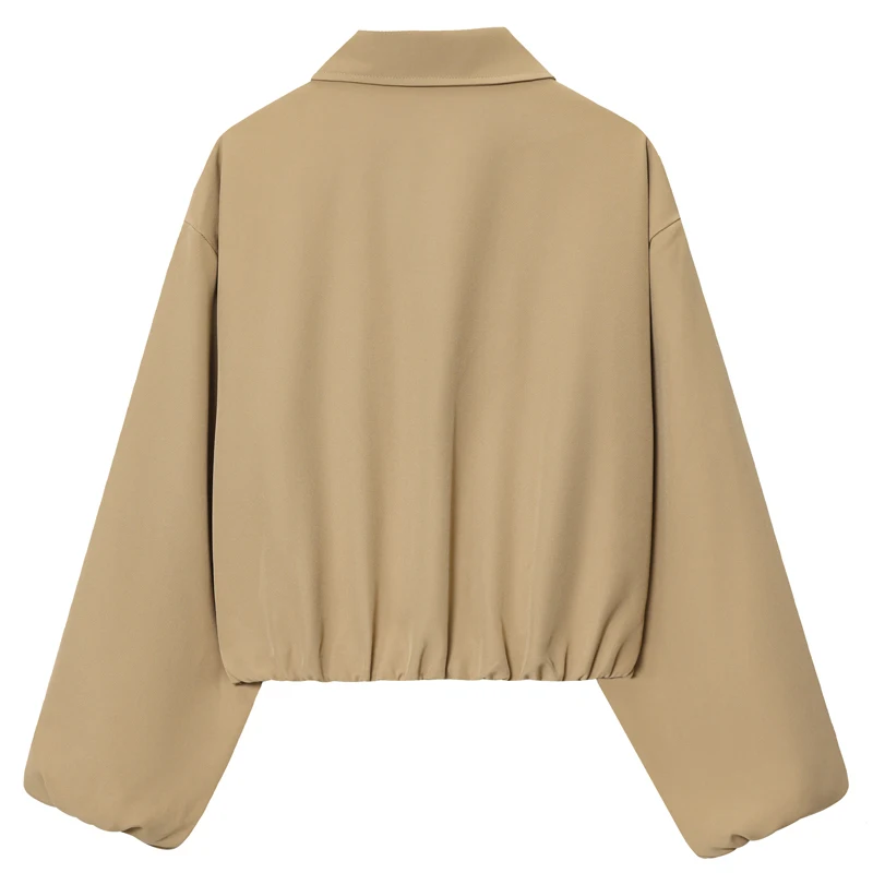 HXAO سترة نسائية كاكي المرأة الخريف سترة المرأة معطف قصير المرأة طويلة الأكمام المرأة ملابس خارجية المرأة الإناث #2