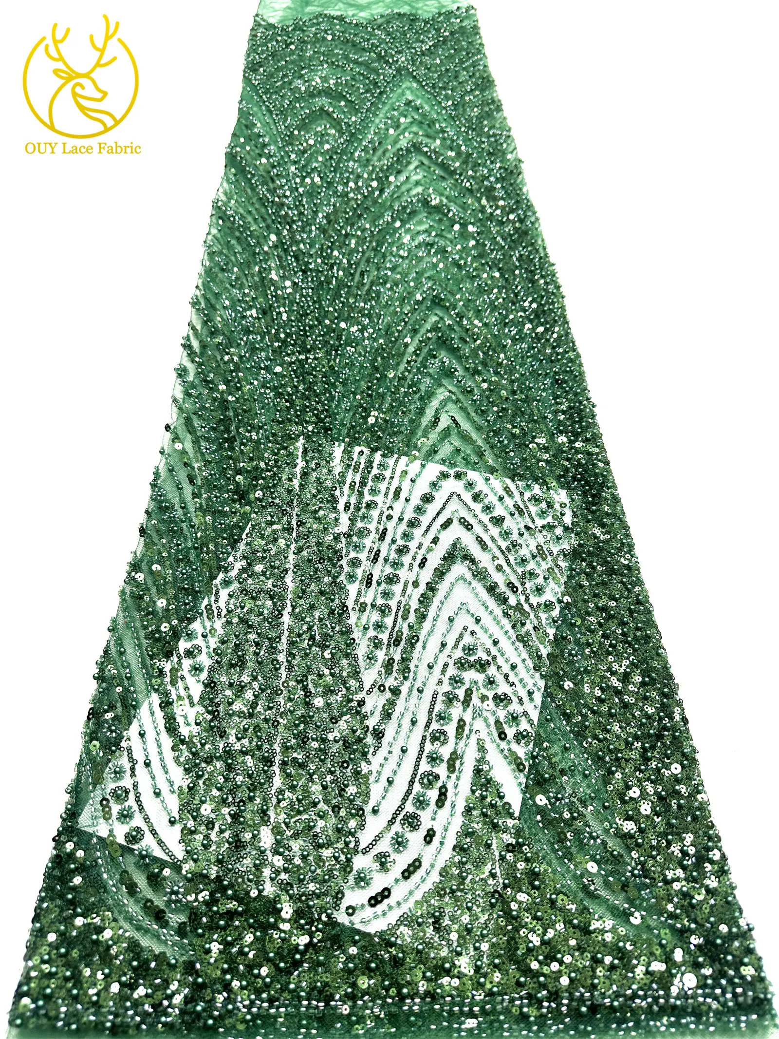 Luxuriöser Goldener Afrikanischer Bräutigam-Spitzenstoff mit Stickerei und Perlen, 5 Meter Französischer Tüll-Spitzenstoff für Nigerianische Hochzeitskleider – Detail 24