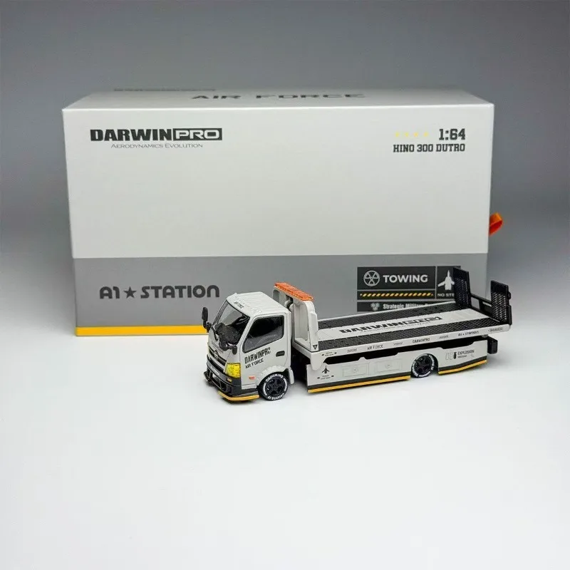 [In Stock] GCD 1/64 Diecast Alloy Hino 300 Flatbed Tow Truck Model, Movable Flat‑Bed Platform, Static Collectible Hauler Vehicle - view 3