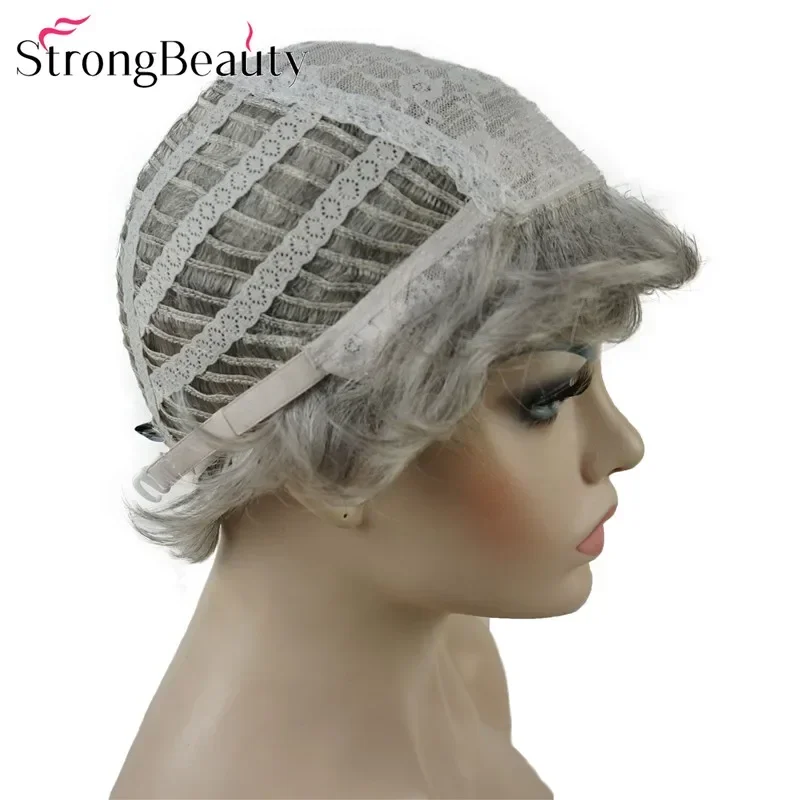 StrongBeauty Women\'s Synthetic Wigs Short Platinum/Silver Golden Curly Natural Hair Capless Wig Many Colors