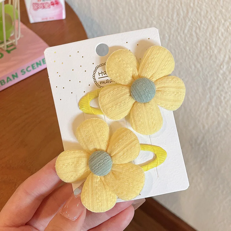 2PCS New Cute Simple Fabric Flower Baby BB Clips Girls Hairpins Hair Clips Kids Headwear Children Hair Accessories