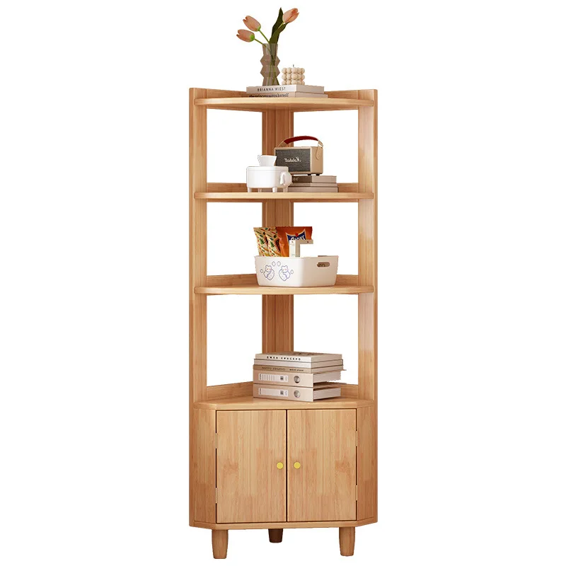 Solid wood triangular corner cabinet corner sofa corner small rack