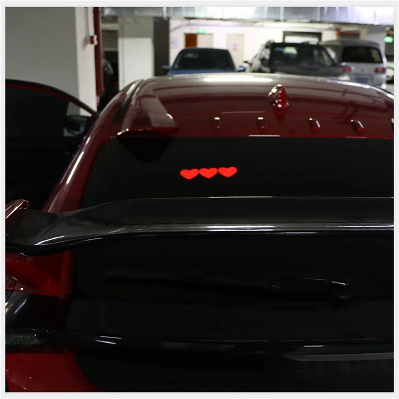 Love Car LED Interior Decorative Light Rechargeable USB Charging Sticker Rear Window Lamp Strip Accessories