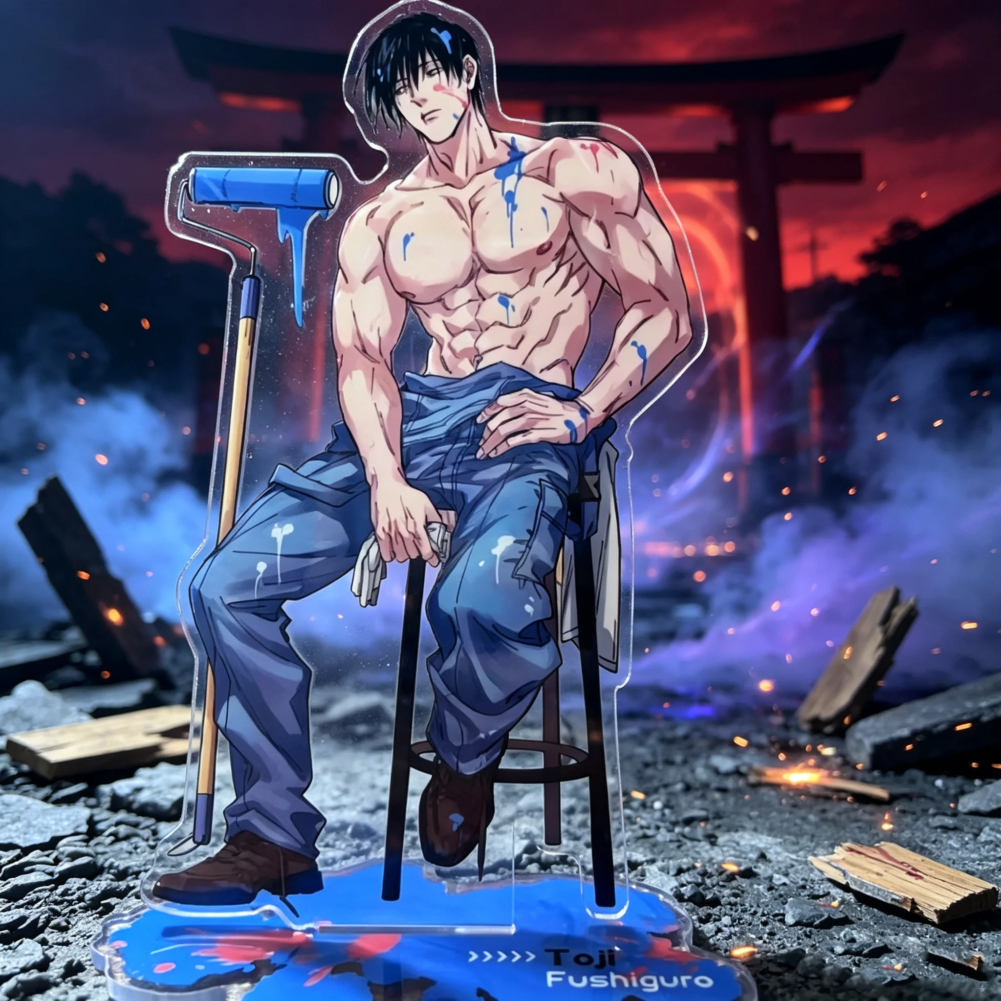 Jujutsu Kaisen Fushiguro Toji Painter Style Acrylic Stand Anime Figure Desktop Decor Collectible Ornament