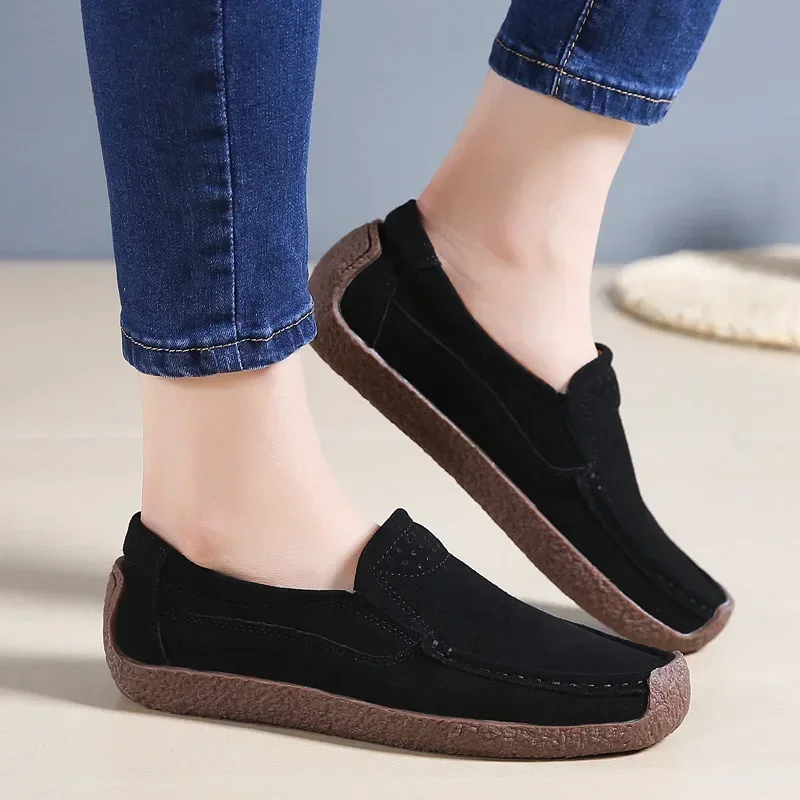 Women Slip on Loafers Shoes for Ballet Flats Ladies Spring Microfiber Retro Flats Shoes Female Spring Moccasins Casual Sneakers