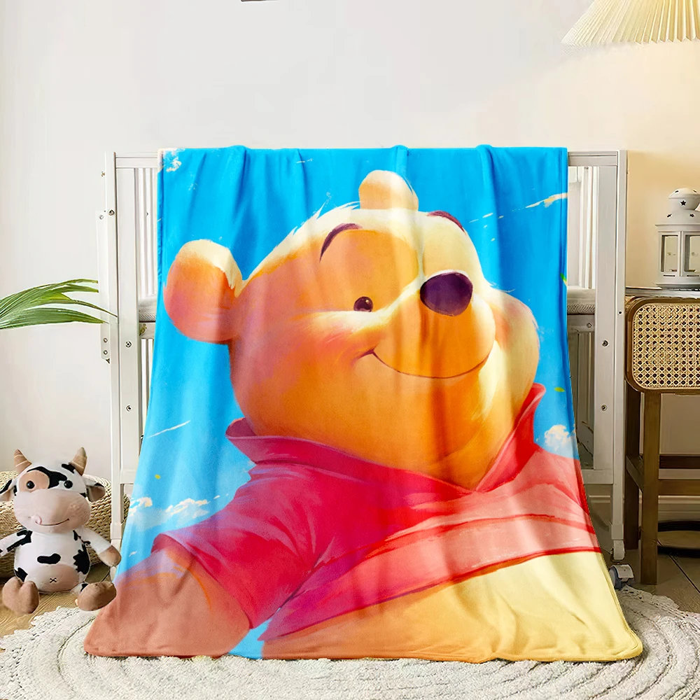 Miniso Winnie The Pooh Printed Flannel Blanket.Sofa,Bedroom.Bed Home Office Nap Blanket Car,Travel, Camping,Picnic Blankets Gift