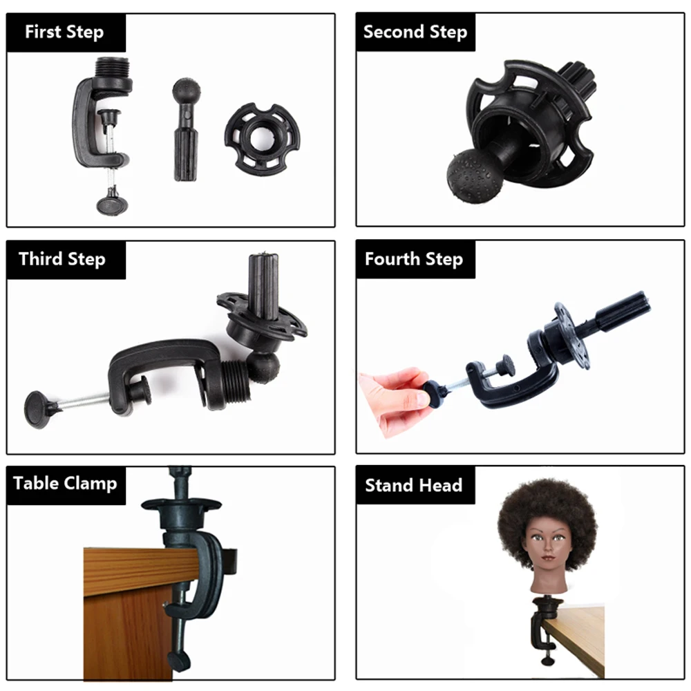 Plussign-Tête de mannequin afro pour salon, tête d\'entraînement, cheveux humains, têtes d\'entraînement à la coiffure, vrais cheveux noirs, DUNIButter