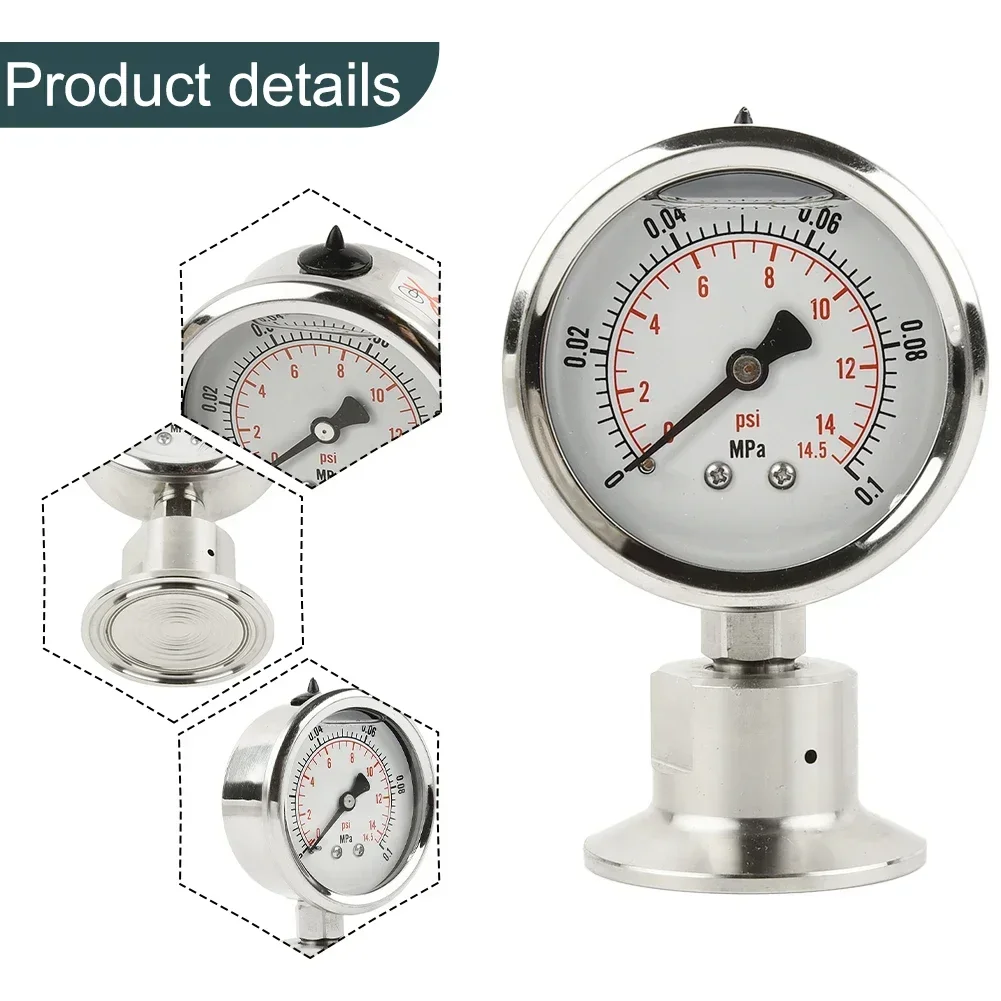 0-0.1MPa YTP60 Sanitary Diaphragm Pressure Gauge Manometer 50.5mm OD Tri Clamp Membrane Pressure Gauge Diaphragm Gauge