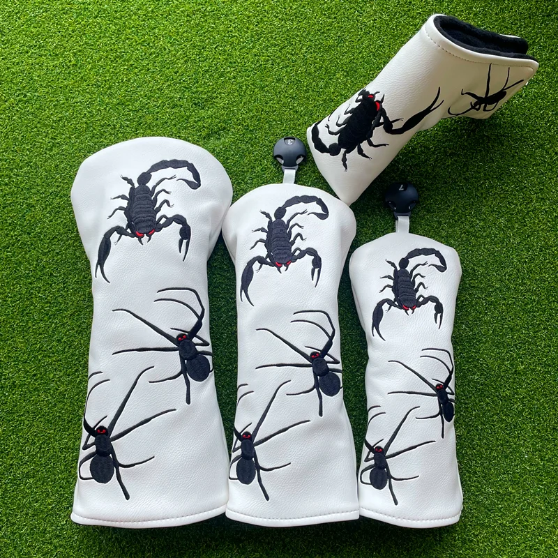 Scorpions and spiders Golf Club #1 #3 #5 Wood Headcovers Driver Fairway Woods Cover PU Leather Head Covers Golf Putter Covers