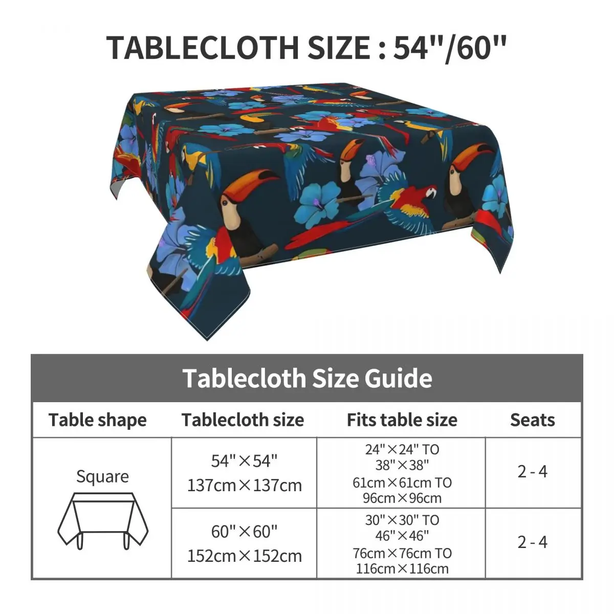 Birds Flower Tablecloth Tropical Toucans And Parrots Polyester Table Cloth Funny Events Dining Tables Table Cover Decoration