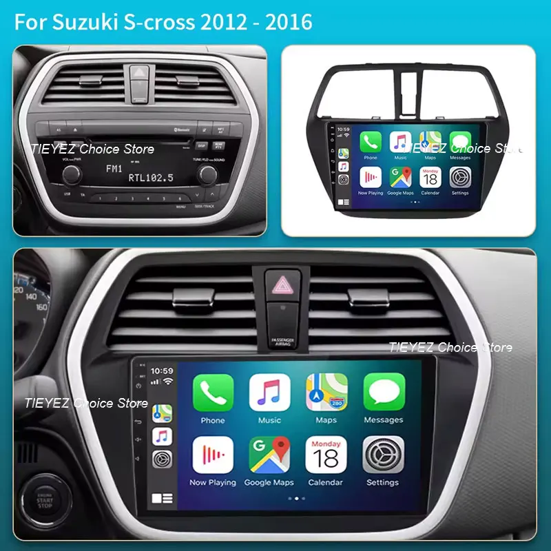Android 15 Car Radio For Suzuki SX4 2 S-Cross 2012 - 2016 Multimedia Video Player Stereo 4G WIFI GPS Navigation Carplay Auto DSP