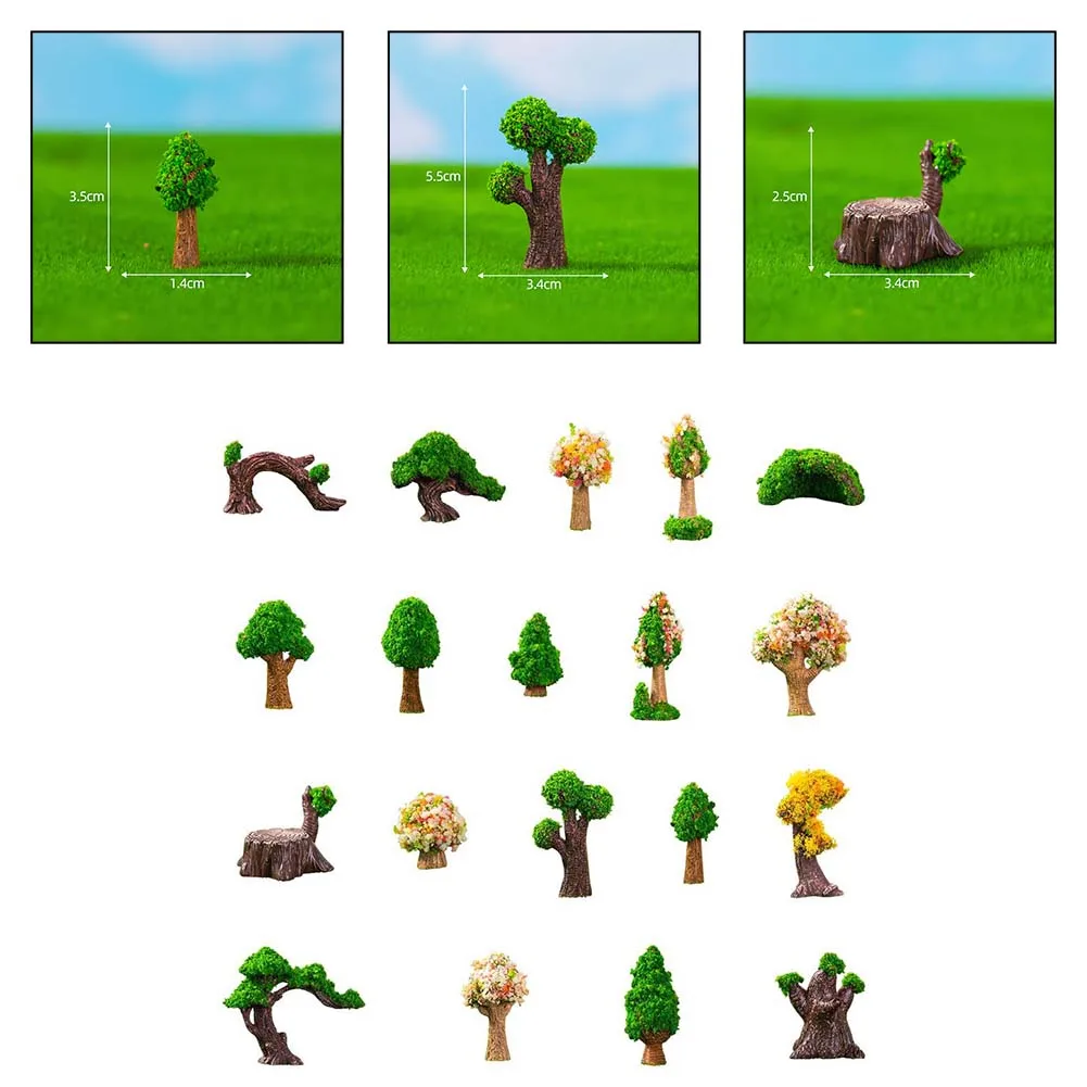 19PCS Miniature Fairy Garden Tree Plant Ornament Mixed Model Trees Miniature Garden Accessories For Min Garden Decoration