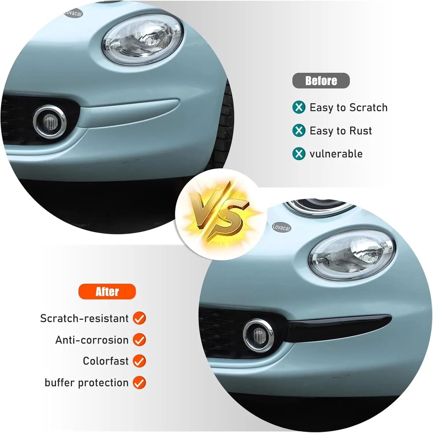 Tira de cubierta lateral de parachoques delantero de coche ABS, 2 uds., para Fiat 500 2016-2025, cubiertas de parrilla delantera, insertos de rejilla central, embellecedor de cubierta