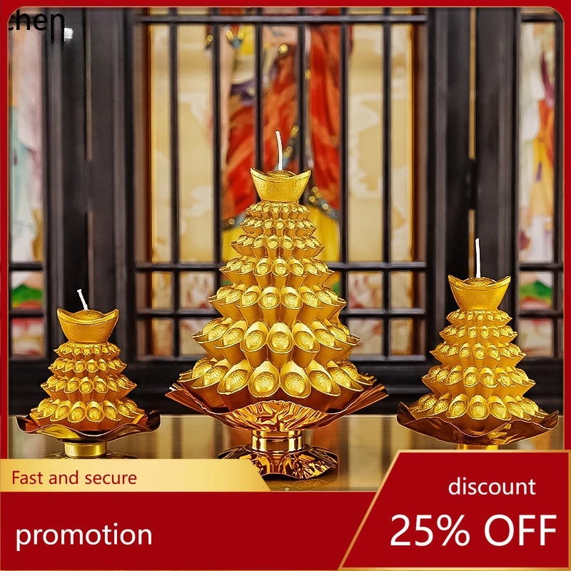 

Cz1 yuanbao candle - home decor, wealth attracting, wish fulfilling, ever-burning ornament, outdoor buddha offering