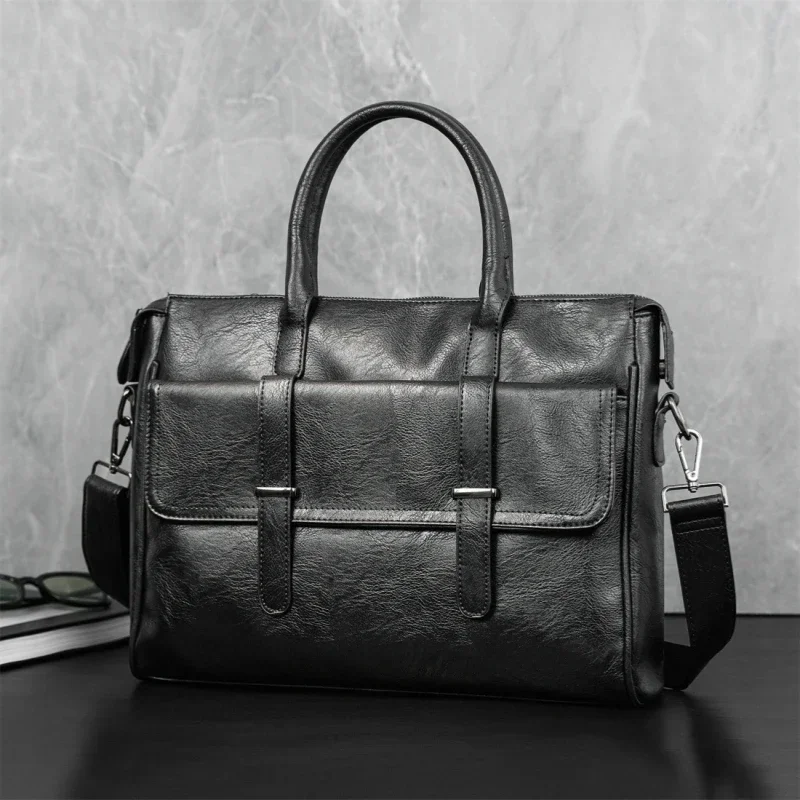 Fashion Business Hand Bag Men Briefcase With Shoulder Strap Crossbody Bag Male Luxury Design Laptop Bag Men's Top-Handle Bags