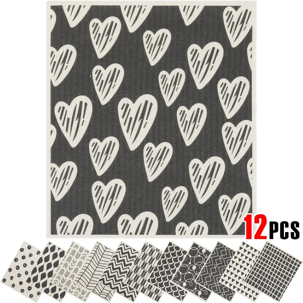 12Pcs Kitchen Dishcloth Highly Absorbent Swedish Dishcloth Soft Cotton Non Scratch Cleaning Cloth for Washing Cleaning Scrubbing