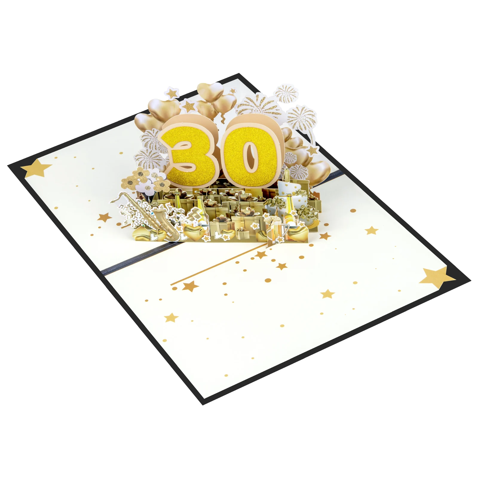 1-100 بطاقة الذكرى المنبثقة - بطاقة تهنئة للاحتفال باللون الذهبي ثلاثي الأبعاد لعيد الميلاد أو الزفاف أو الذكرى السنوية التجارية