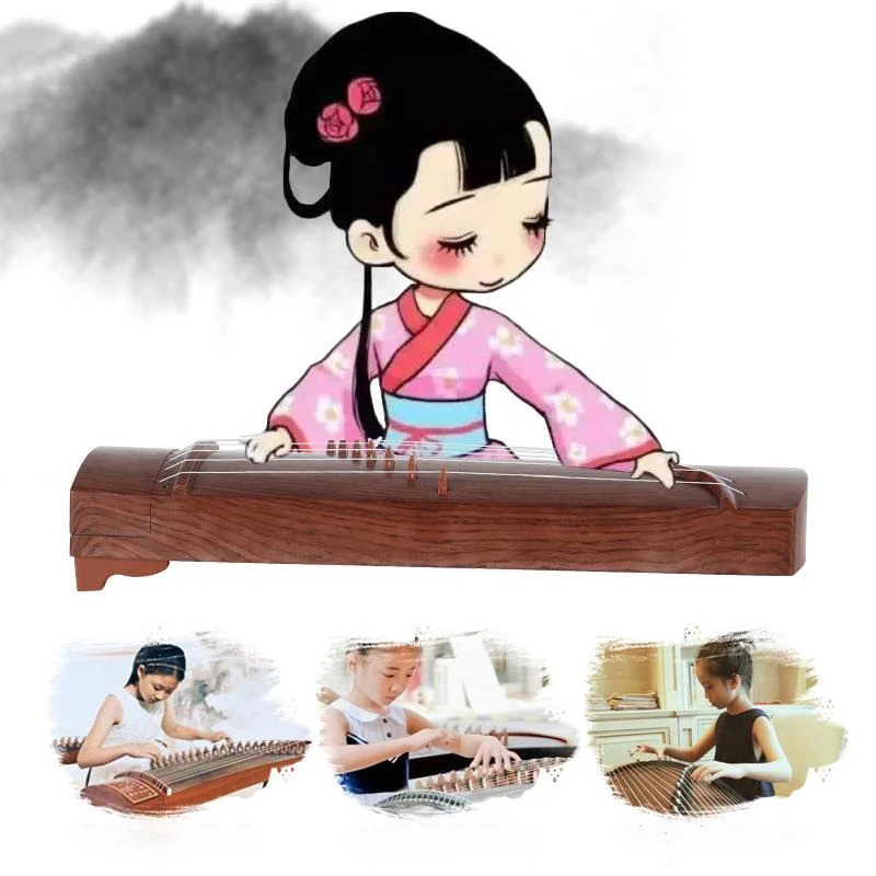 Children\'s Simulated Guzheng Toys Beginner Professional Practice Stringed Instruments Accessory 7 String Mini Traditional Guqin