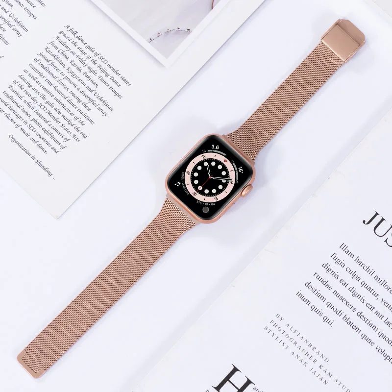 Slim Strap For Apple Watch Band 44mm 40mm 45mm 41mm 38mm 42mm Watchband Meatl Bracelet For iWatch Series 12 11 3 4 5 6 se 7 Band