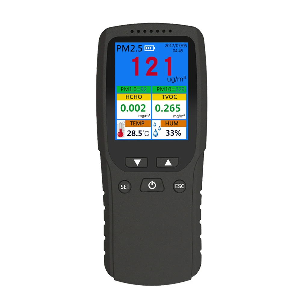 Dienmern DM106A PM2.5/TVOC/HCHO/miernik temperatury/wilgotności przenośne powietrze jakości czujnik Tester z wyświetlaczem LCD, gorąca sprzedaż