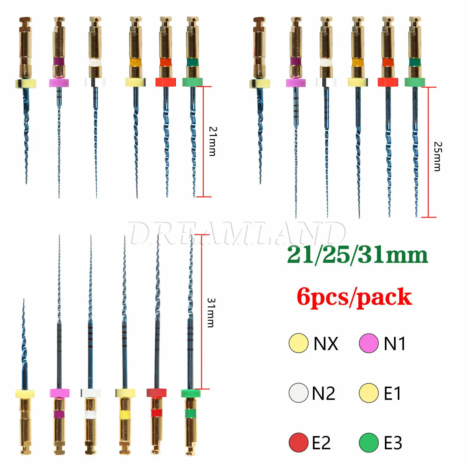 Dental Wireless Cordless LED Endo Motor 16:1 Contra Angle Endodontic Root Canal Treatment/6PCS Niti Rotary Files 21/25/31MM