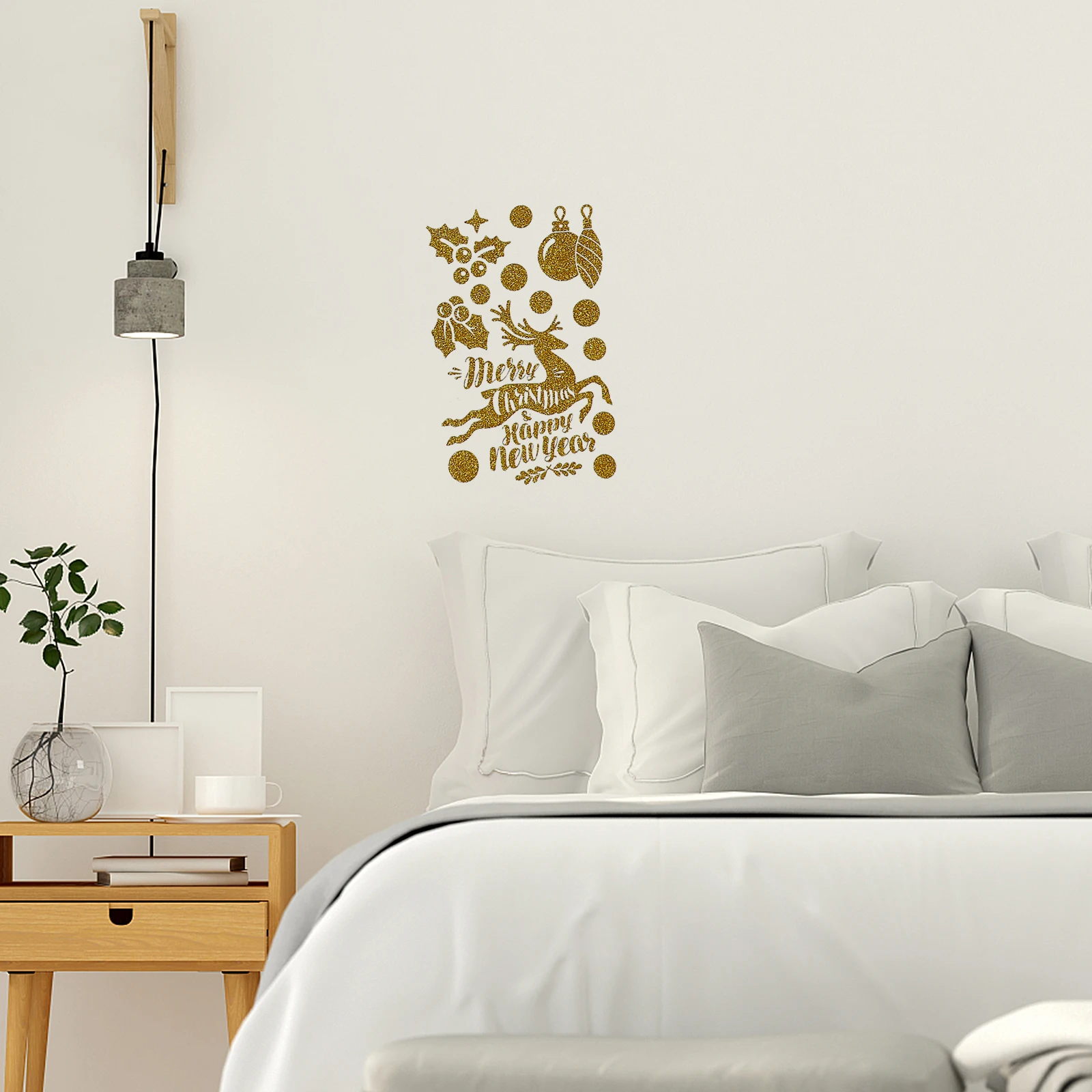 

9 Sheets Christmas Decoration Electrostatic Stickers Glass Door Xmas Elements Decal Shop Window Wall Decorative