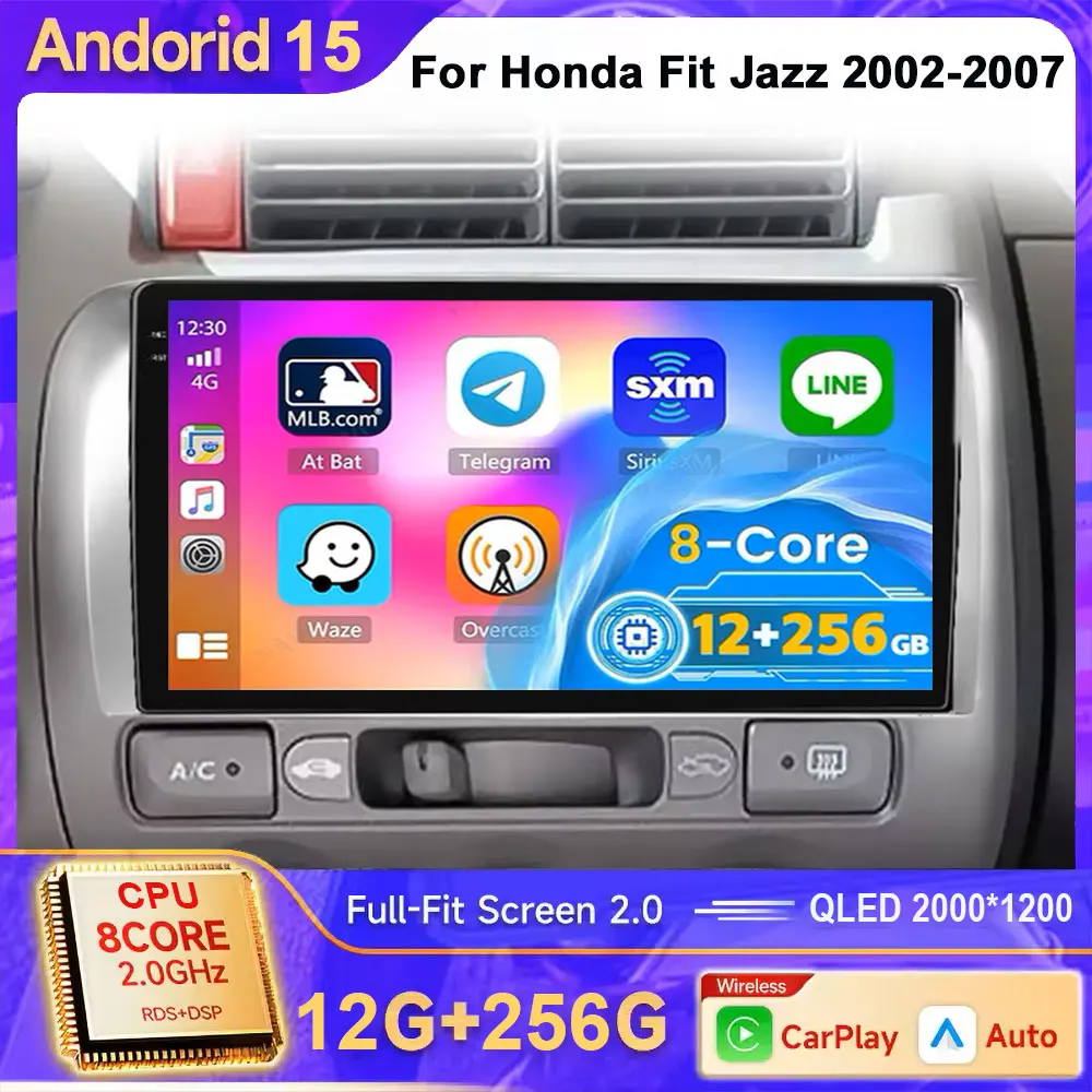 

12G Android 15 Car Radio For Honda Fit Jazz City 2002-2007 Multimedia Video Player Navigation GPS 4G Carplay Auto Stereo RDS