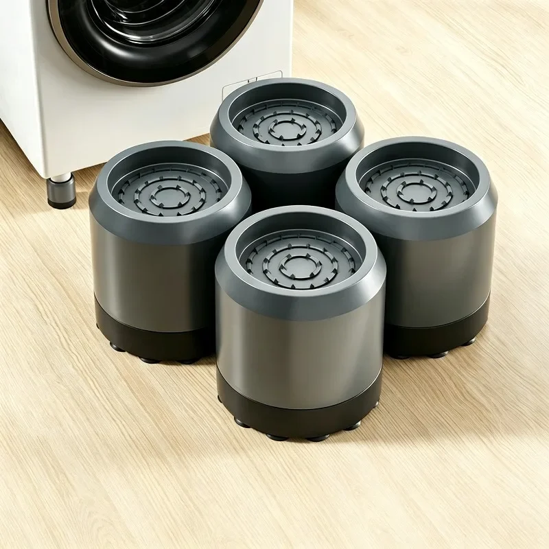 4 Pcs Upgrade Washing Machine Foot Pad Anti-shaking Shock Absorption Raise Base Removable Suction Cup Non-slip Moisture-proof