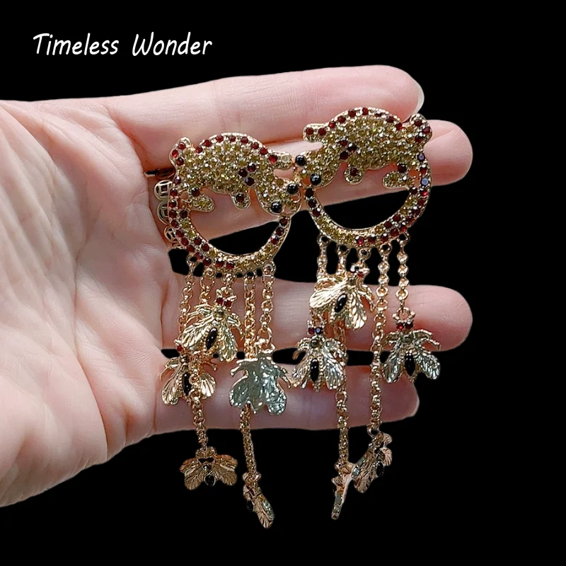 

Timeless Wonder Fancy Zircon Bear Bee Tassel Stud Earrings Women Designer Jewelry Sweet Gift Rare Top Trendy Style 3346