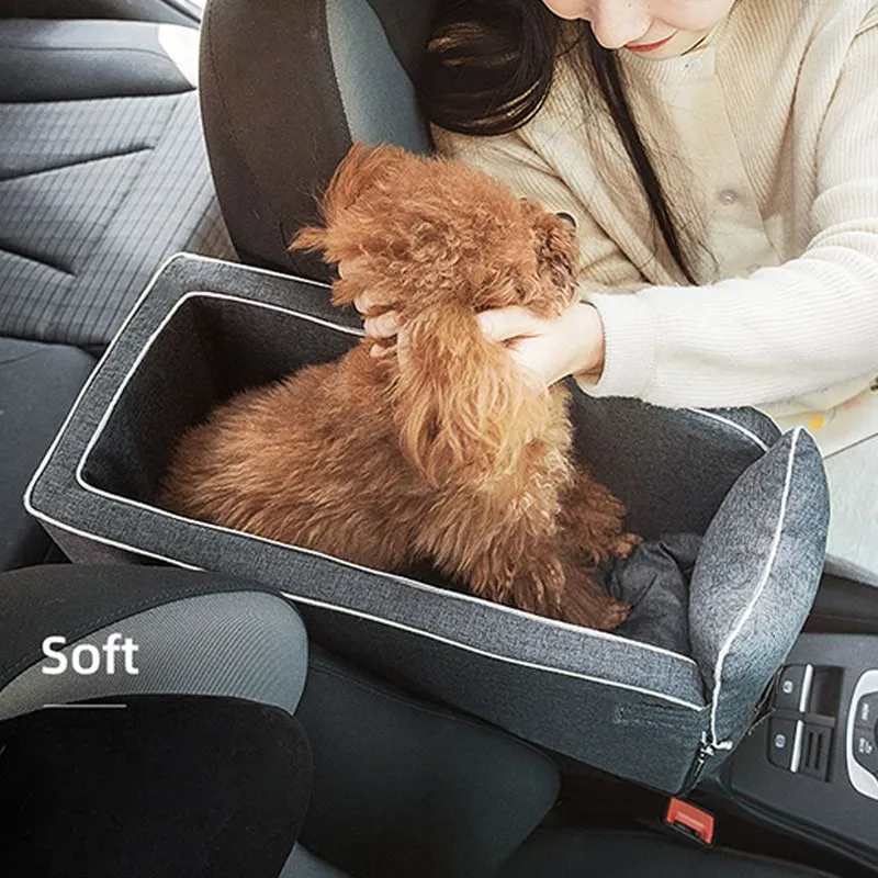 Coche Central perro asiento de coche cama portátil perro portador para perros pequeños y gatos bolsa de viaje de seguridad Accesorios