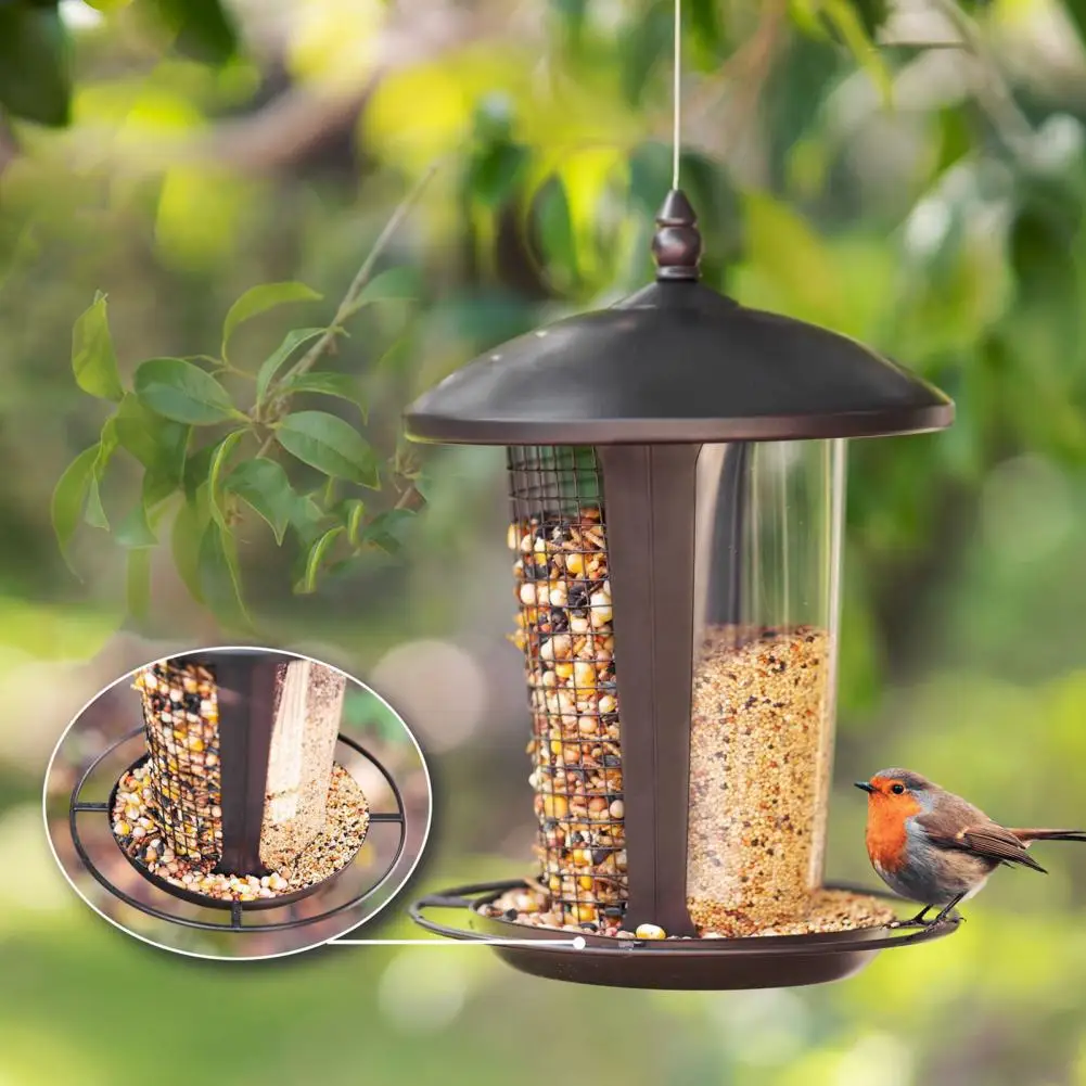 Bird Feeder with High-quality Materials Weather Resistant Metal Bird Feeder 2-in-1 Hanging Design for Outdoor for Long-lasting