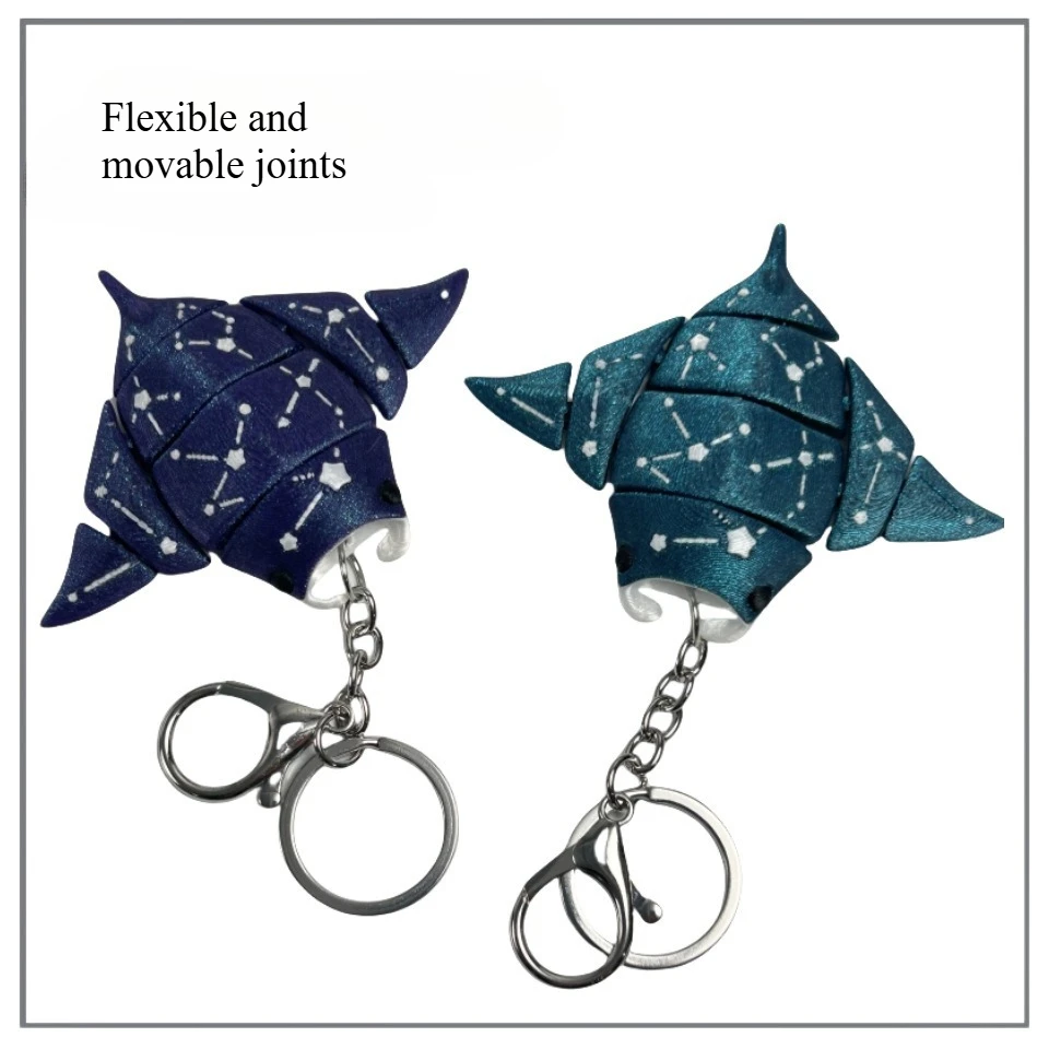 3D Printed Shark Popular Toy Model with Starry Sky Shark Figurine Realistic Model Keychain for Kids
