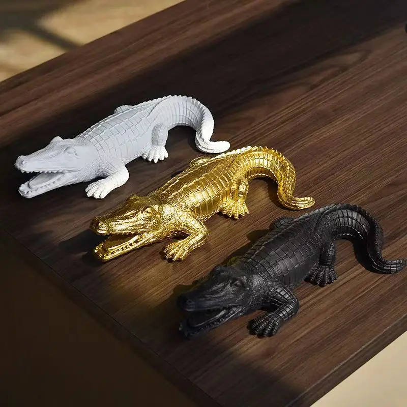 Home Decor Crocodile Wildlife Statue Sculpture Decoration Abstract Animal Figurine Room Desk Home Interior Decorating Gift - view 5