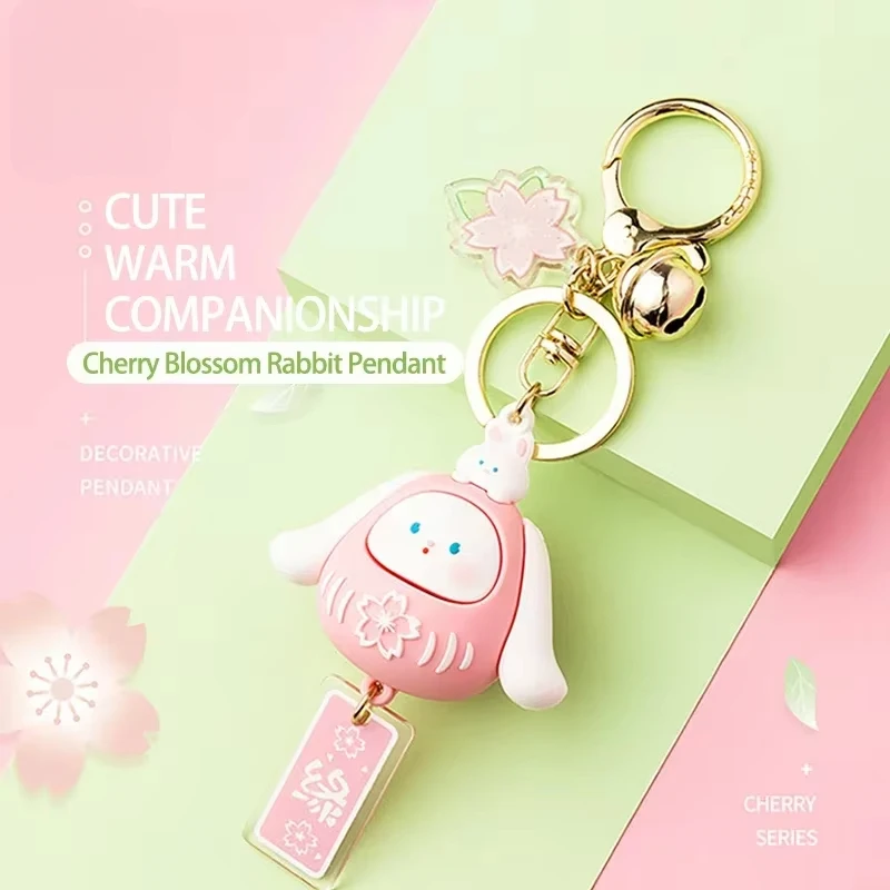 

Cherry Blossom Rabbit Dharma Pendant Keychain School Bag Chain Kawaii Decoration Children's Toy Christmas Birthday Gift