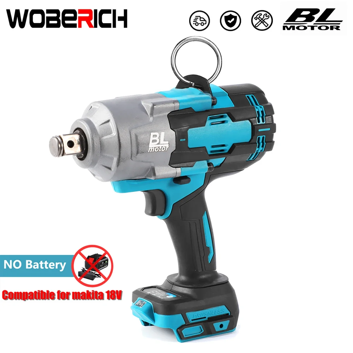 2000N.m High Torque  Brushless Electric Impact Wrench 3/4 inch Socket Wrench Cordless Driver Tool for Makita 18V Battery