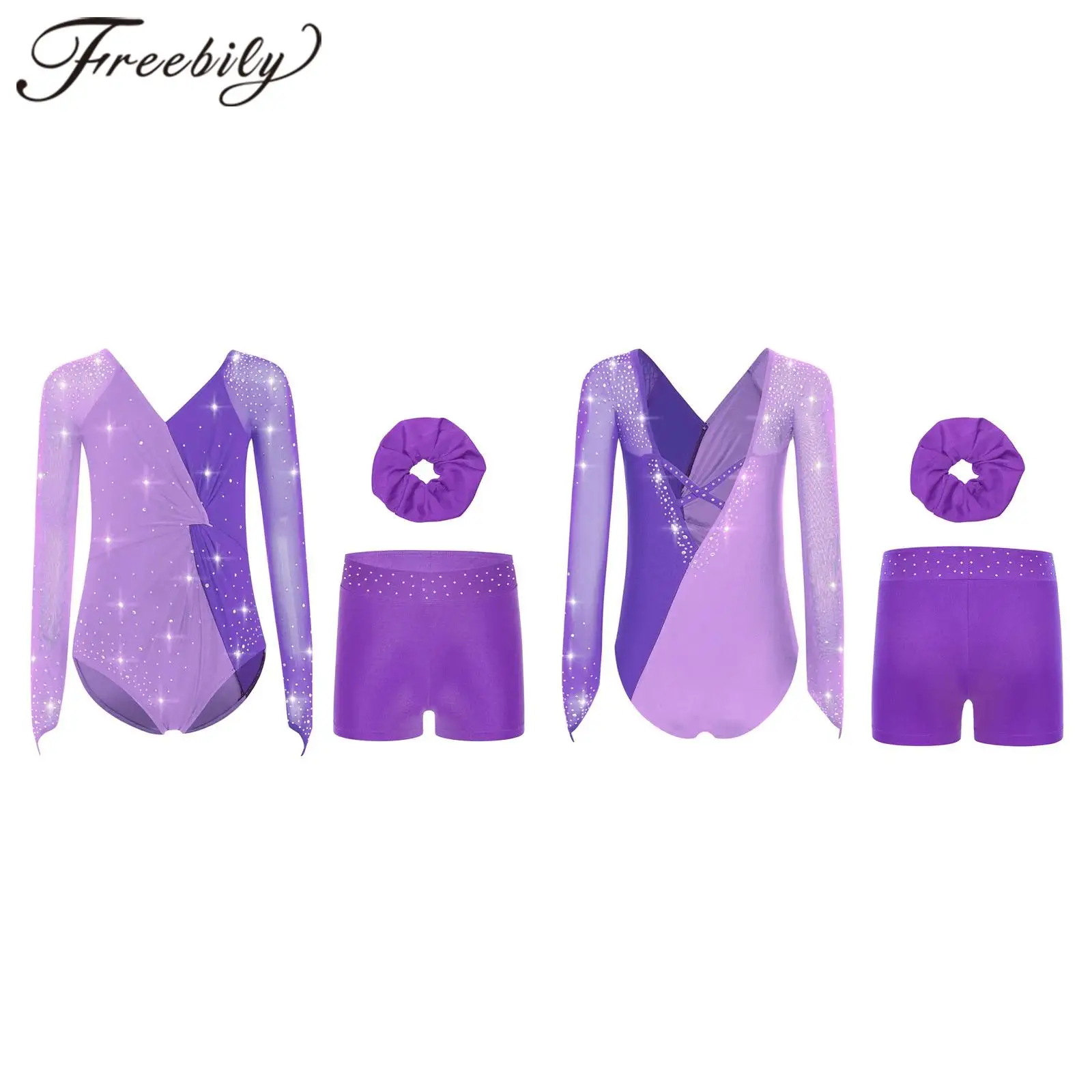 6-16Y Girls Rhythmic Gymnastics Leotard Kids Performance Costumes Teens Artistic Figure Skating Leotard Children Ballet Outfits view 2