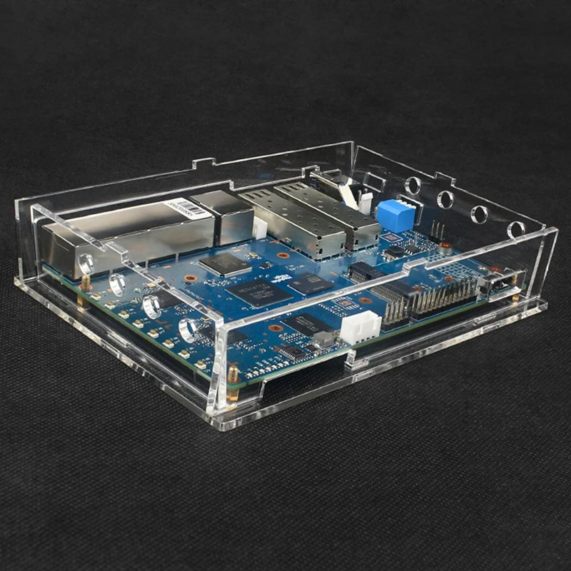 Carcasa protectora acrílica con ventilador para piezas de placa de desarrollo Banana Pi R3 BPI-R3