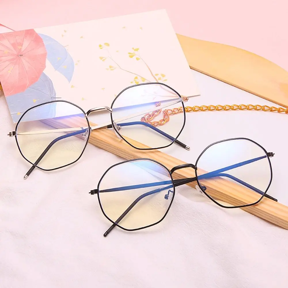 Glasses Legs Hexagon Men Geometric Shape Frame Eye Protection Korean Style Glasses Anti Blue Light Glasses Computer Glasses