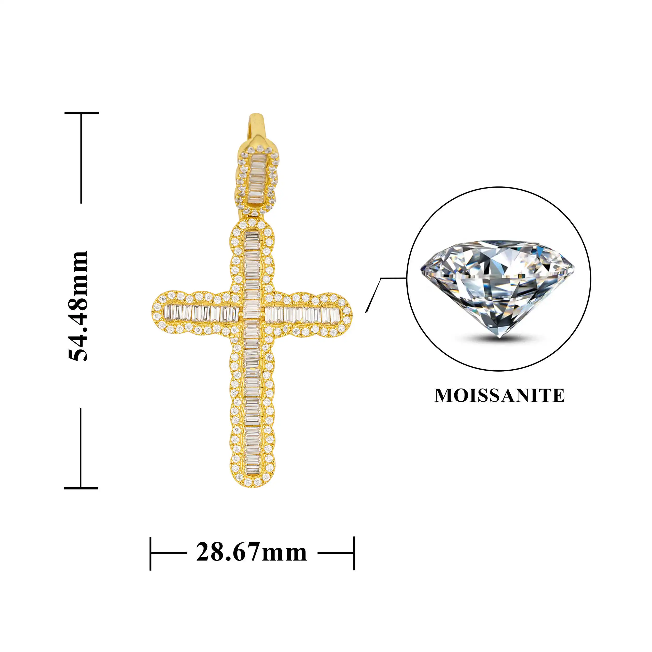 

Fashion D Color Moissanite Cross Charms Pendant 925 Sterling Silver For Women Necklace Jewelry Accessories Xmas Gifts