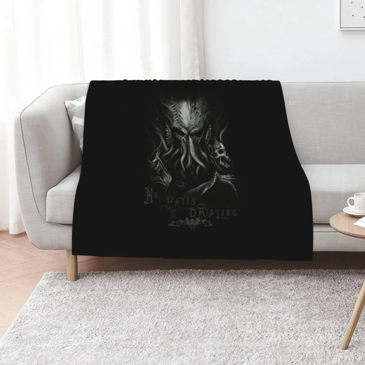 Cthulhu 'He waits dreaming' (H.P. Lovecraft) Throw Blanket for babies Blankets For Bed blankets and throws Cute Beach Blankets