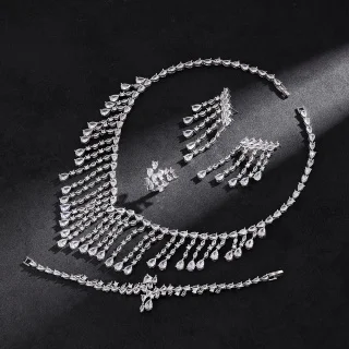 HIBRIDE Fashion sliver color tassel necklace earrings bracelets women dress decorative jewelry wedding dance party gifts S-1038