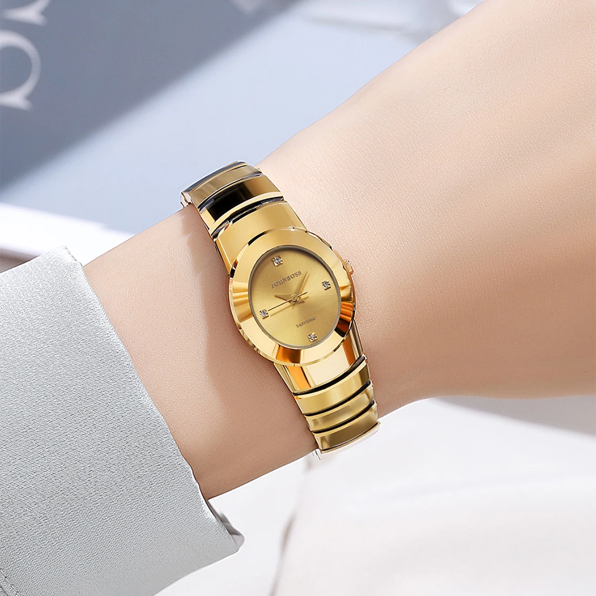 OPPEIN вольфрамовая сталь овальный циферблат золотые часы женские кварцевые часы повседневные темпераментные маленькие и изысканные женские часы с маленьким циферблатом