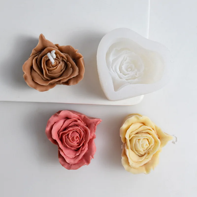 Zackoo New 3D Rose Love Candle Silicone Mold for Candles Making DIY Scented Candle Gypsum Handmade Soap Cake Decoration Molds