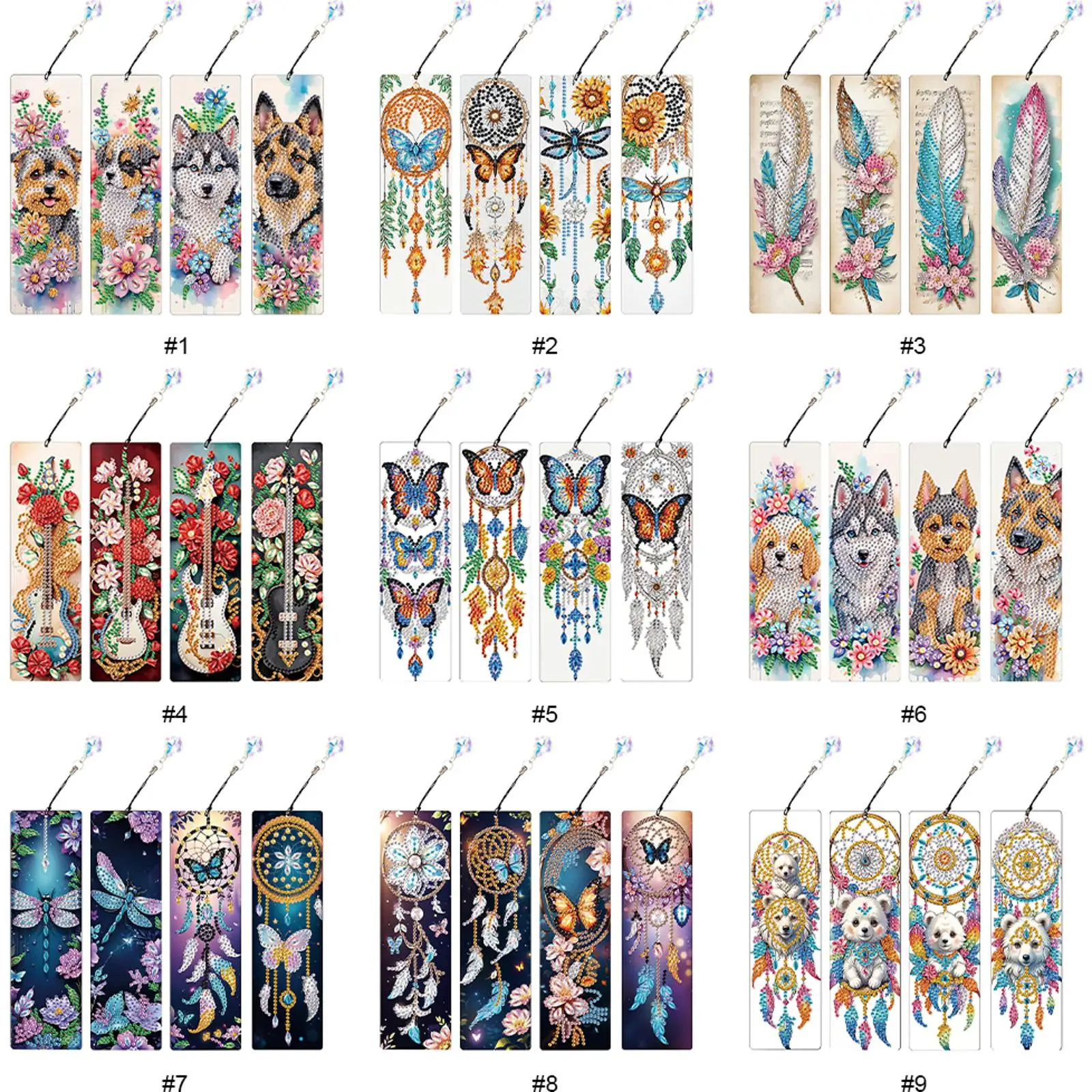 

4Pcs DIY Diamond Painting Bookmark Diamond Art Bookmark Diamond Painting Art Bookmarks Gift for Book Lovers Mosaic Art Supplies