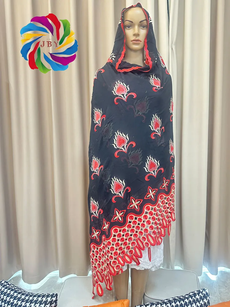 2023 High Quality Hot Sales African Muslim Scarf 100% Cotton Scarf African Women Hijab ScScarf Shawl African Ramadan Embroidered