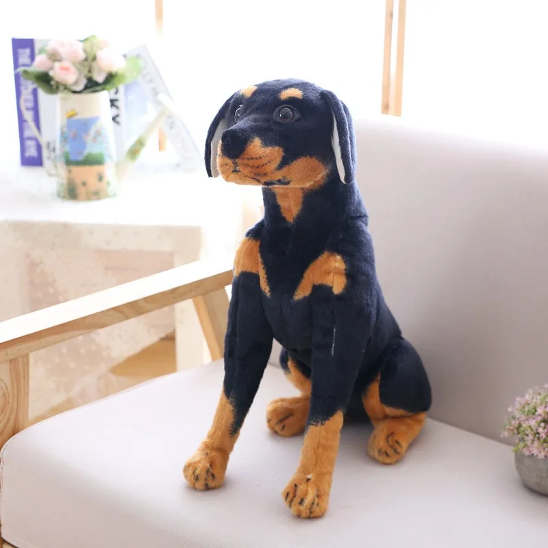 Simulation Rottweiler Dog Soft Doll Squatting Dog Plush Toy KidsToy Xmas Gift b2096