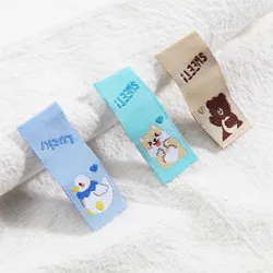 100 PCs Handmade Cartoon Animal Embroidery Labels Kids Sewing Accessories Garment Fabric Clothes Shoes Bag Clothing Tags Craft